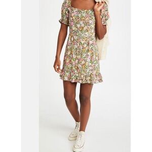 Lost + Wander Women S Fit Flare Getaway Island Mini Dress Smocked Pink Floral